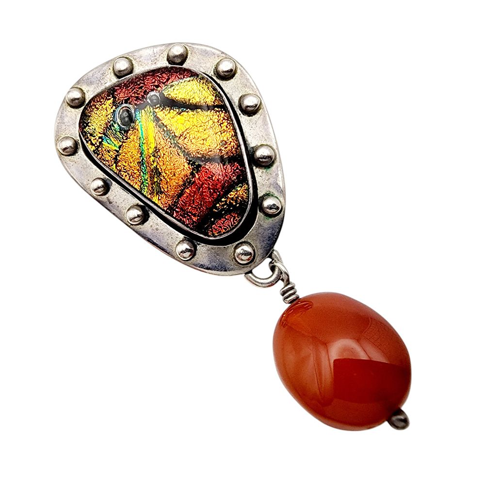 Lot 514: Mexico Sterling Art Glass Pendant