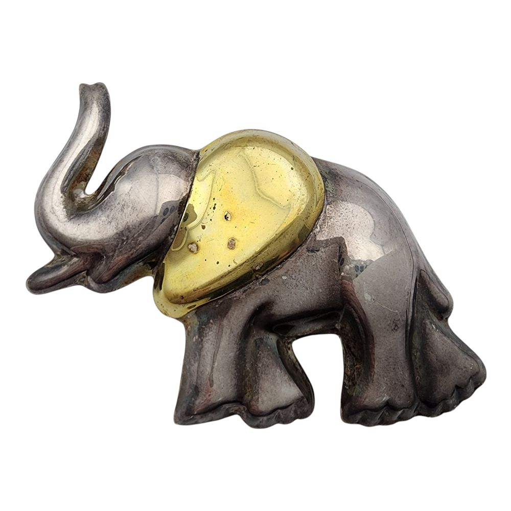 Lot 527: Signed Laton Sterling Elephant Brooch