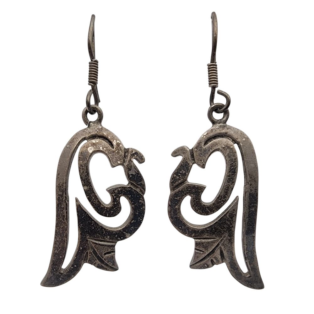Lot 558: Vintage Mexico Sterling Cut Out Dangle Earrings
