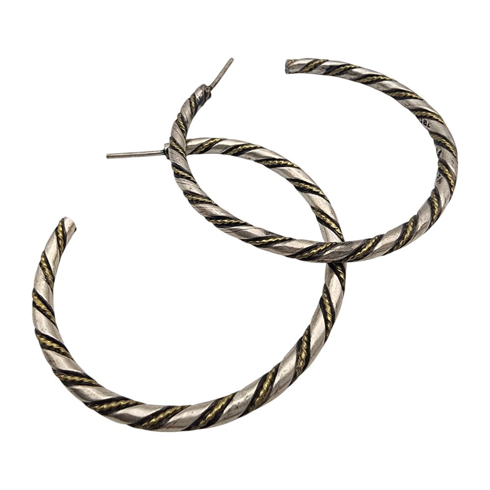 Lot 565: Vintage Mexico Sterling Rope Twist Hoop Earrings
