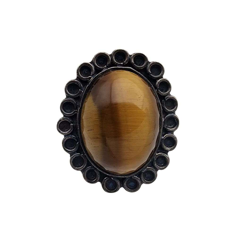 Lot 596: Signed Mexico Sterling Tigers Eye Ring Sz 6.5