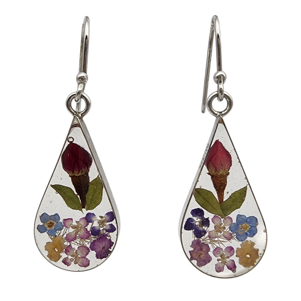 Lot 604: Mexico Sterling Resin Flower Earrings