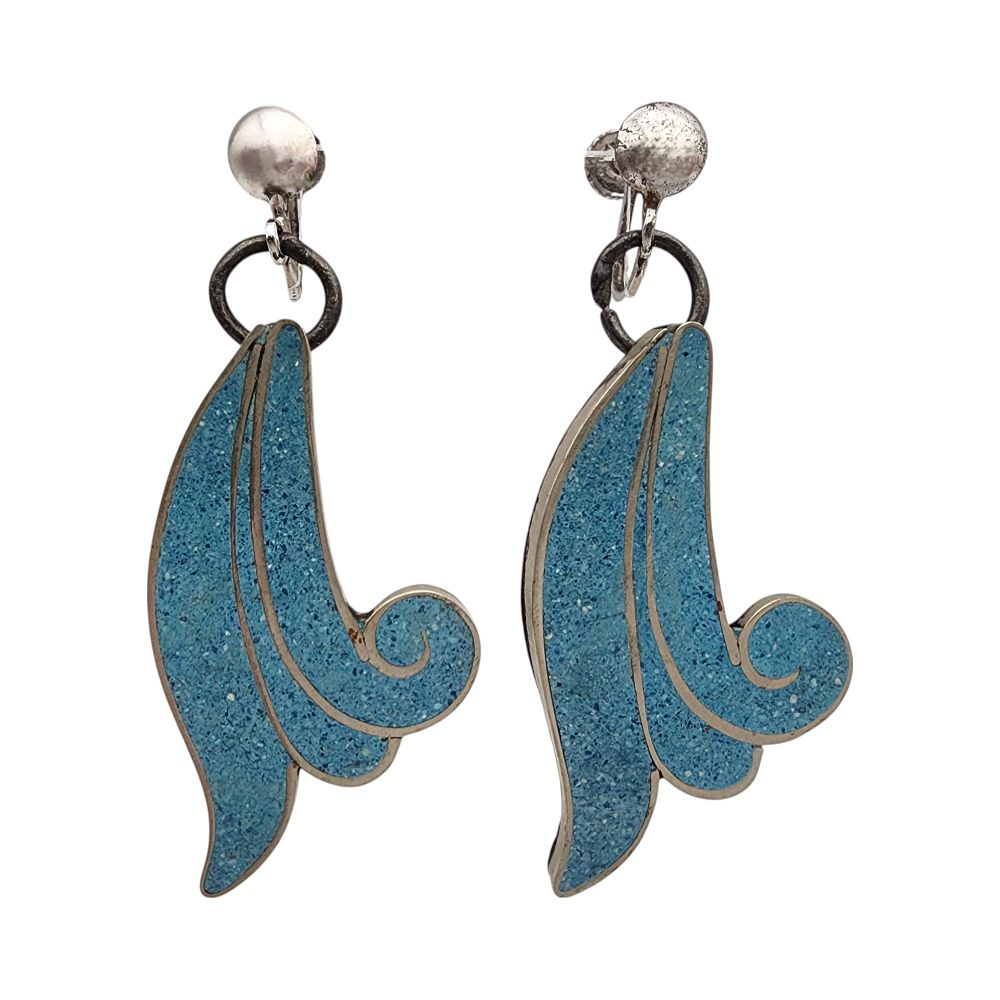 Lot 605: Sterling Crushed Inlay Swirl Earrings