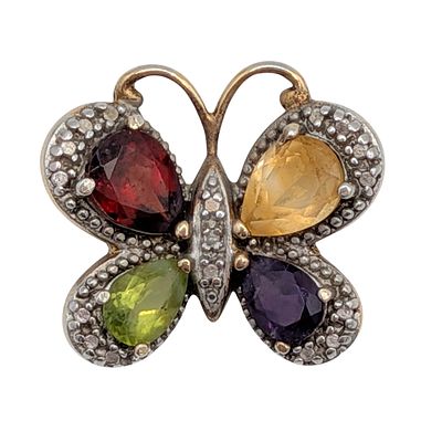 Ross Simons Gold Over Sterling Silver Multi Gemstone Butterfly Pendant. Ross Simons Gold Over 