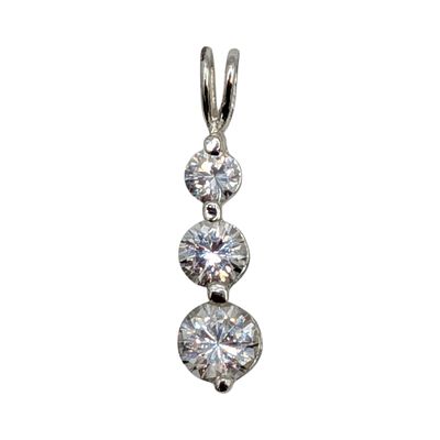 Signed Sterling Silver CZ 3 Stone Pendant. Signed Sterling Silver, CZ 3 Stone Pendant. Signed 