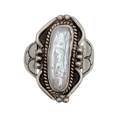 Sterling Silver Natural Pearl Shield Ring. Sterling Silver, Natural Pearl Shield Ring. Size 7. 