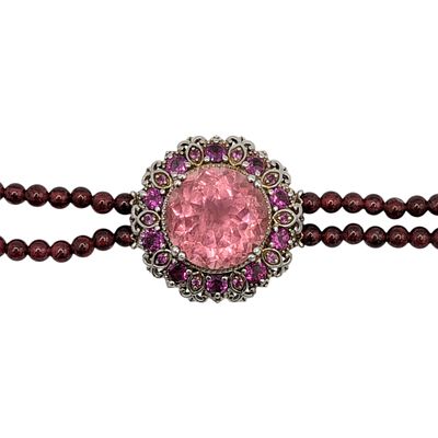 DJoy Sterling Silver Garnet Pink Tourmaline Toggle Bracelet. DJoy Sterling Silver, Garnet, Pink 