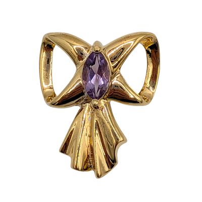 Dina Crown Gold Over Sterling Silver Amethyst Bow Slide Pendant. Dina Crown Gold Over Sterling 