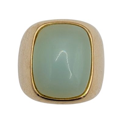 Itaor Italian Gold Over Sterling Silver Jade Dome Ring. Itaor Italian Gold Over Sterling Silver 