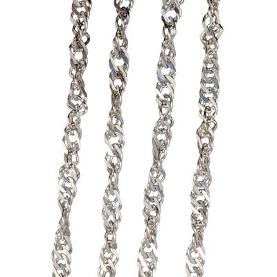 Signed Italian Sterling Silver 3mm Twisted Cable Chain Necklace. 24in Length. Signed 925 Italy 