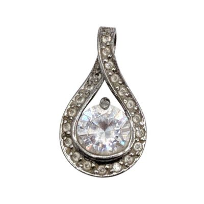 Sterling Silver CZ Twisted Teardrop Pendant. Sterling Silver, CZ Twisted Teardrop Pendant. 