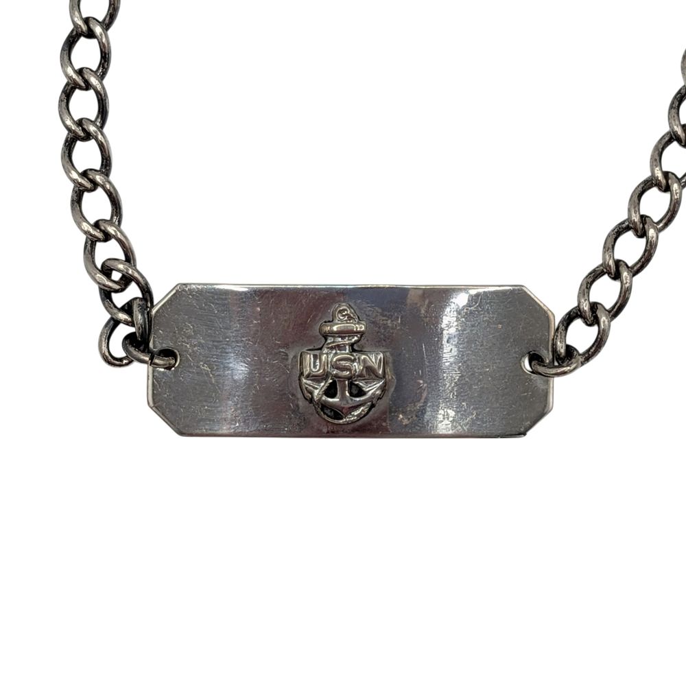 Lot 171: Vintage Sterling Silver United States Navy ID Bracelet