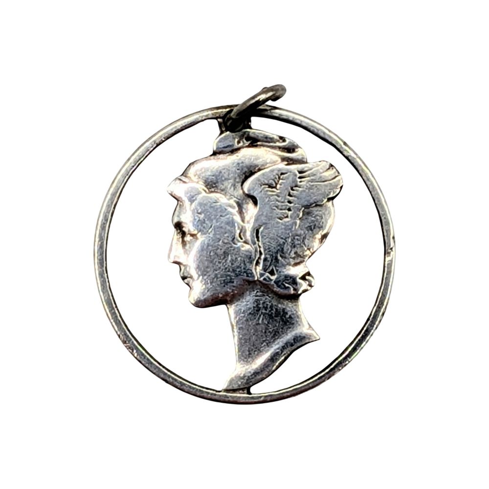 Lot 186: Vintage Silver Pierced Liberty Dime Pendant