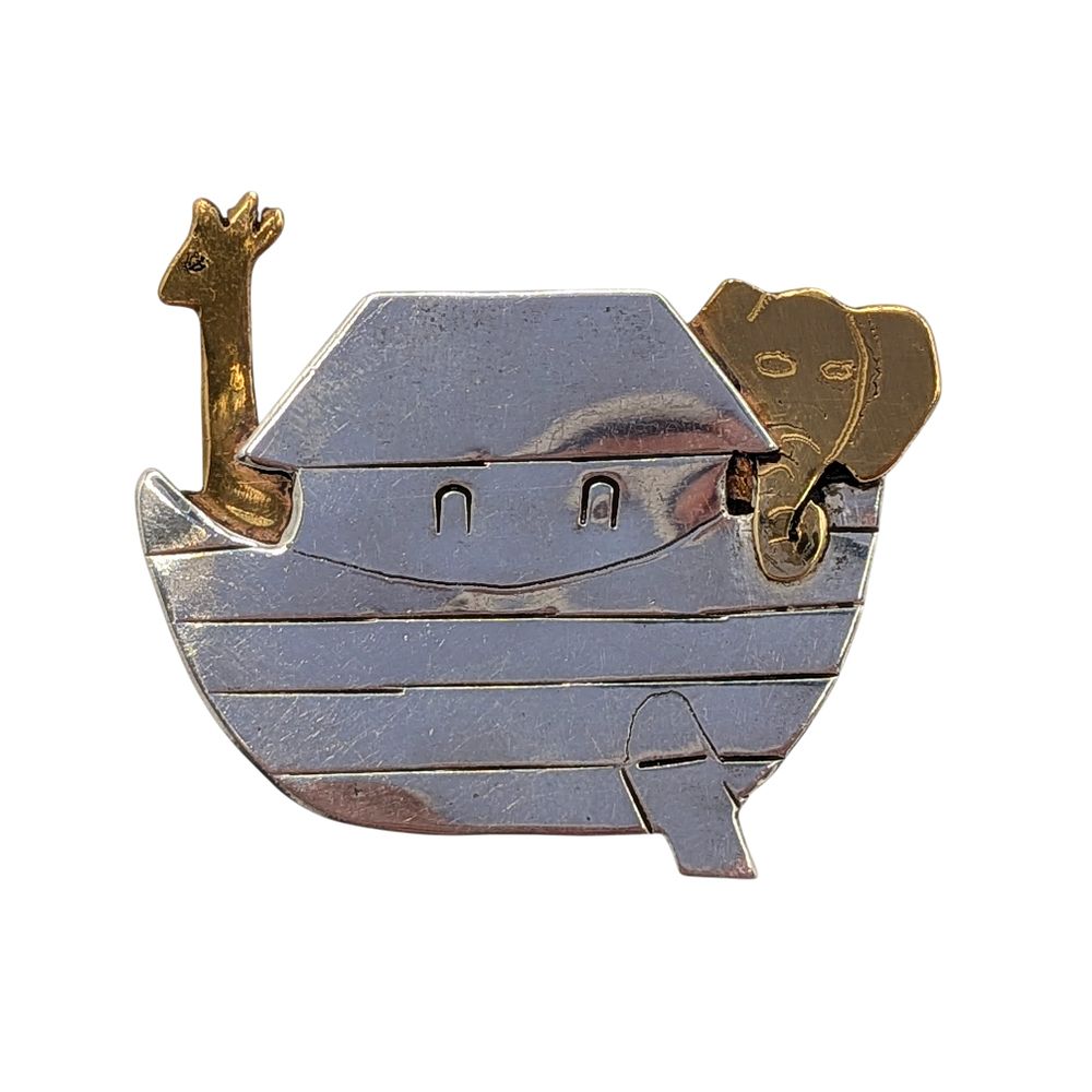 Lot 187: Vintage Gold Over Sterling Silver Noah's Ark Brooch