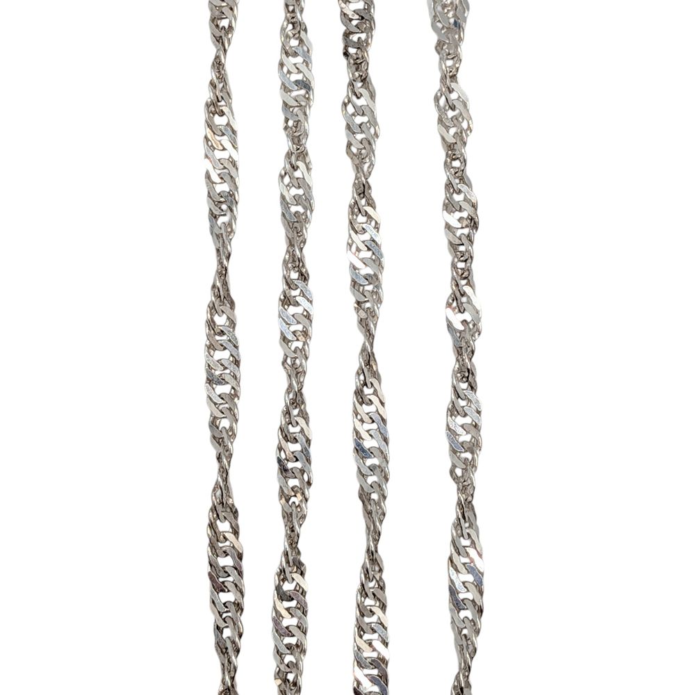 Lot 317: Signed Italian Sterling Silver 3mm Twisted Flattened Curb Chain Necklace