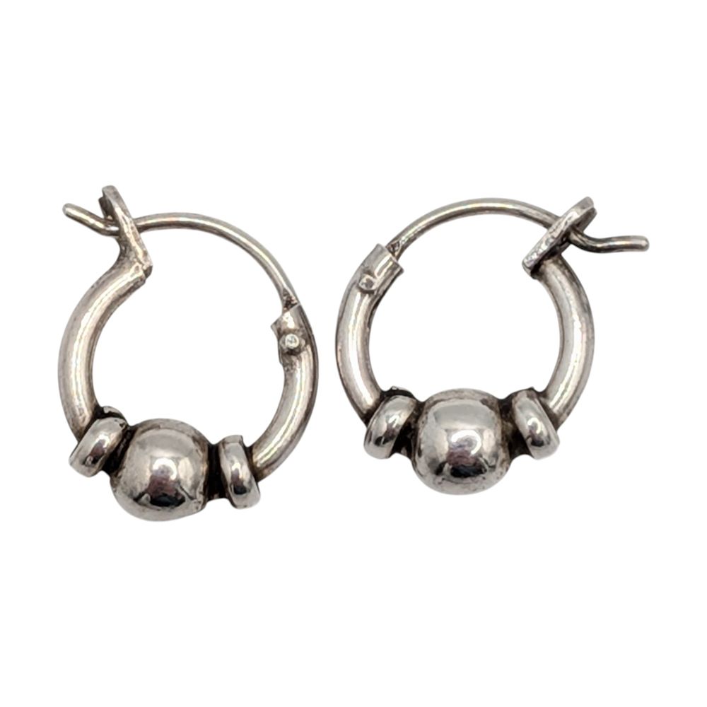Lot 386: Sterling Silver Ball Hoop Earrings