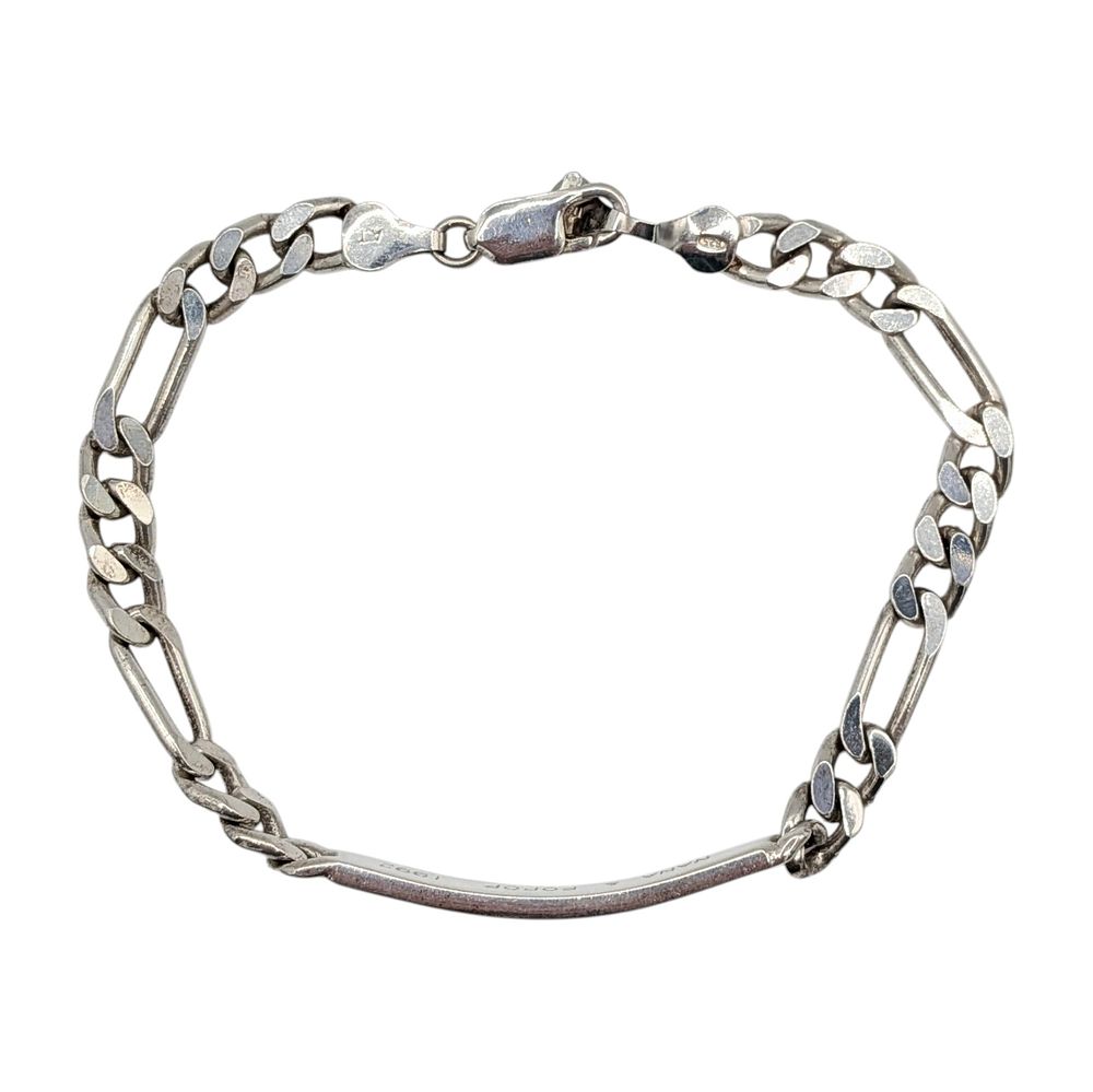 Lot 389: Signed Italian Sterling Silver AARON ID Bracelet