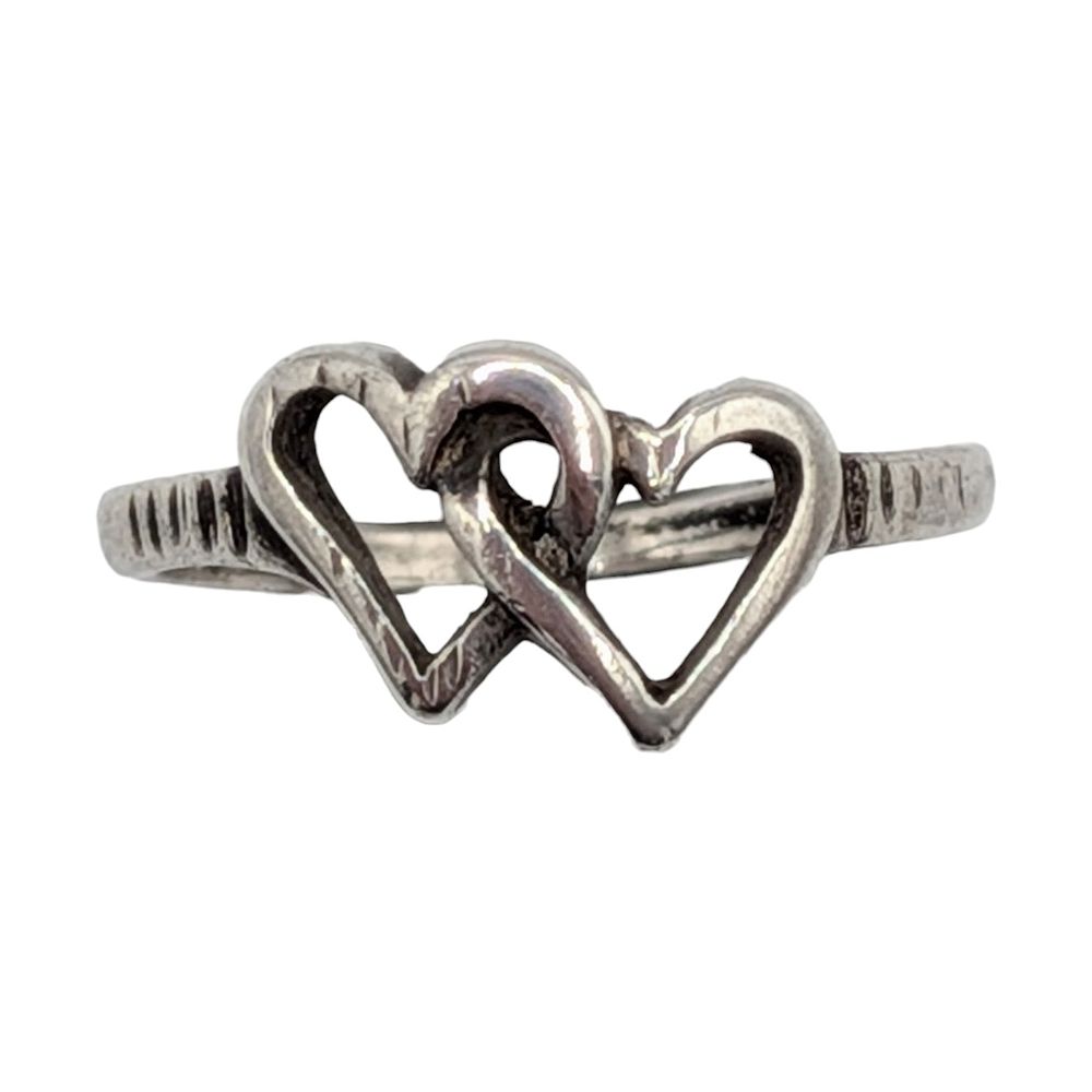 Lot 393: Sterling Silver Intertwined Hearts Ring