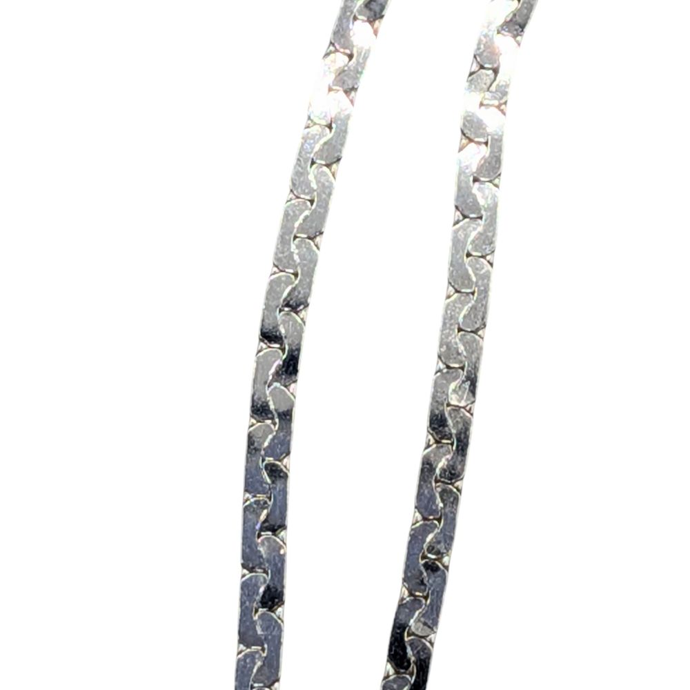 Lot 396: Signed Italian Sterling Silver Flattened Interlaced C Bar Chain Bracelet