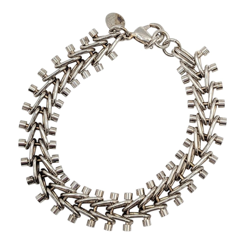 Lot 398: Sterling Silver Modern Woven Chain Bracelet