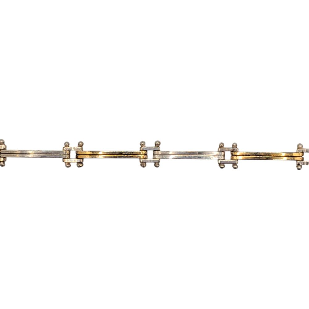 Lot 405: Italian Sterling Silver Flat Link Sectional Bracelet