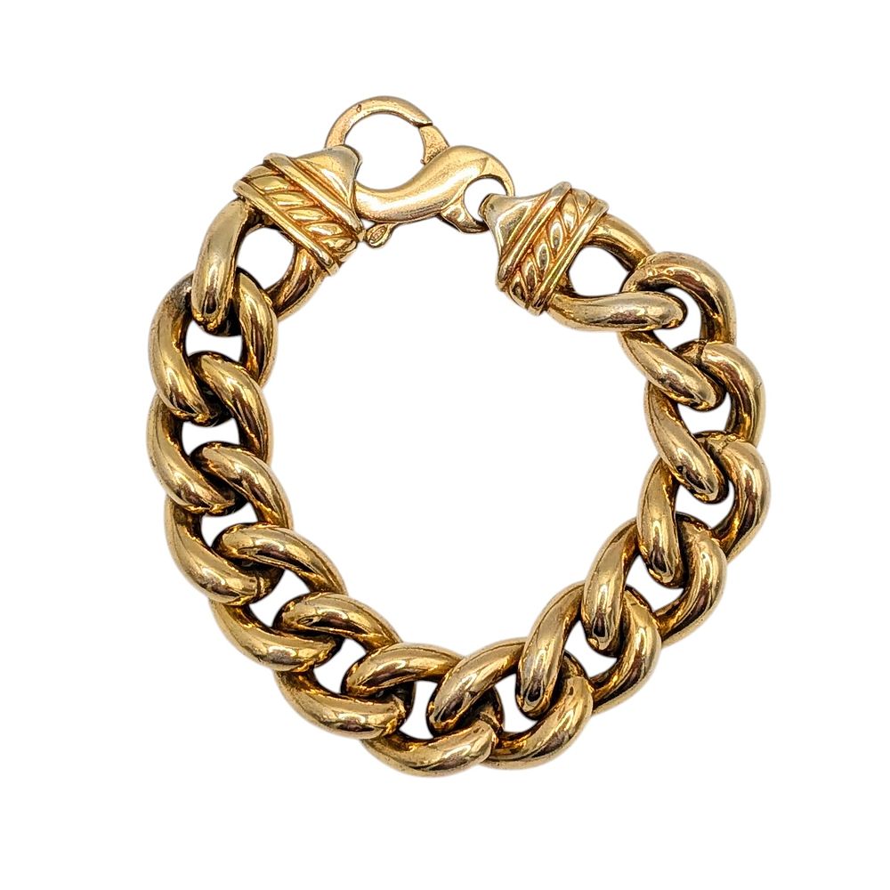 Lot 410: Italian Gold Over Silver Large Curb Chain Bracelet