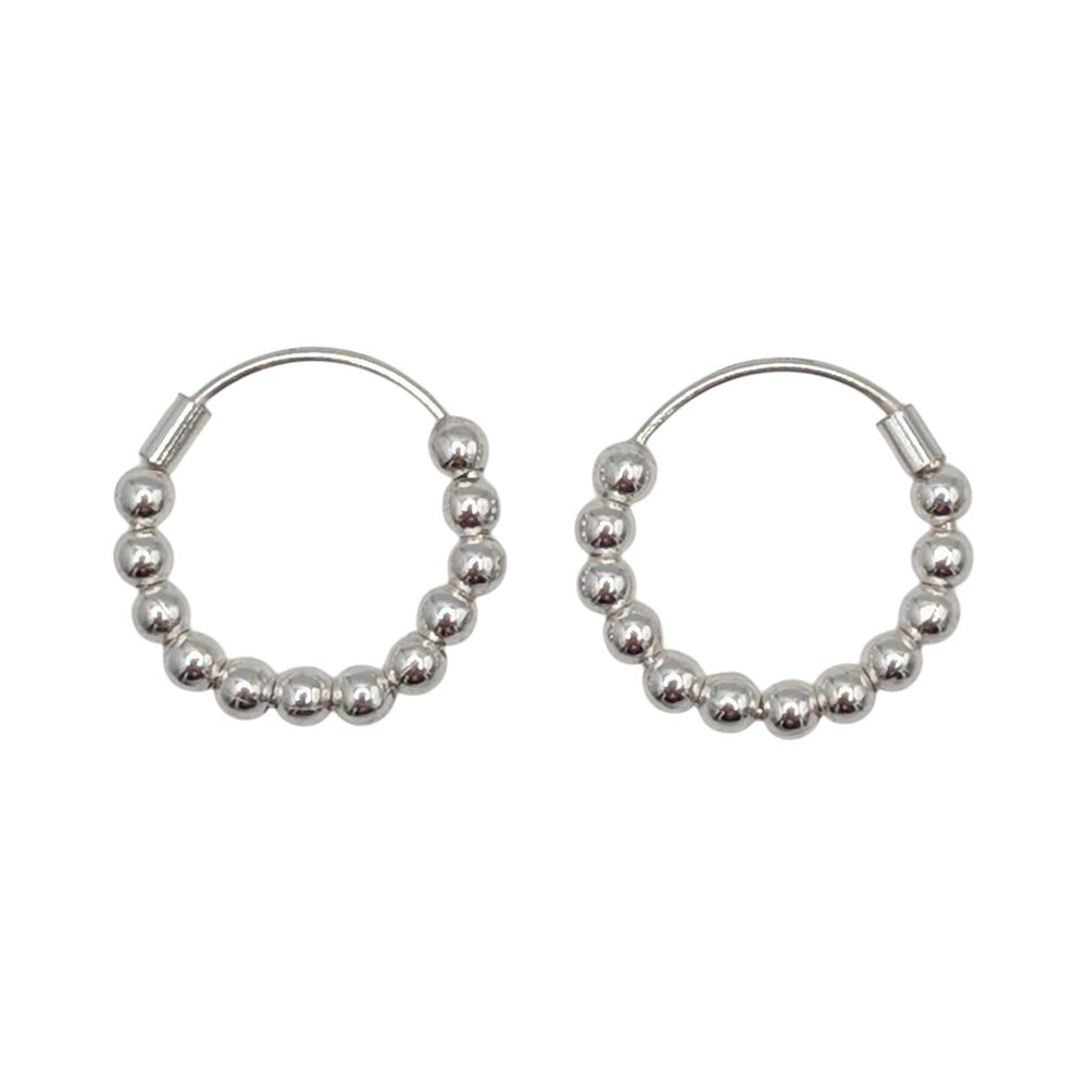 Lot 425: Signed Sterling Silver Ball Hoop Earrings