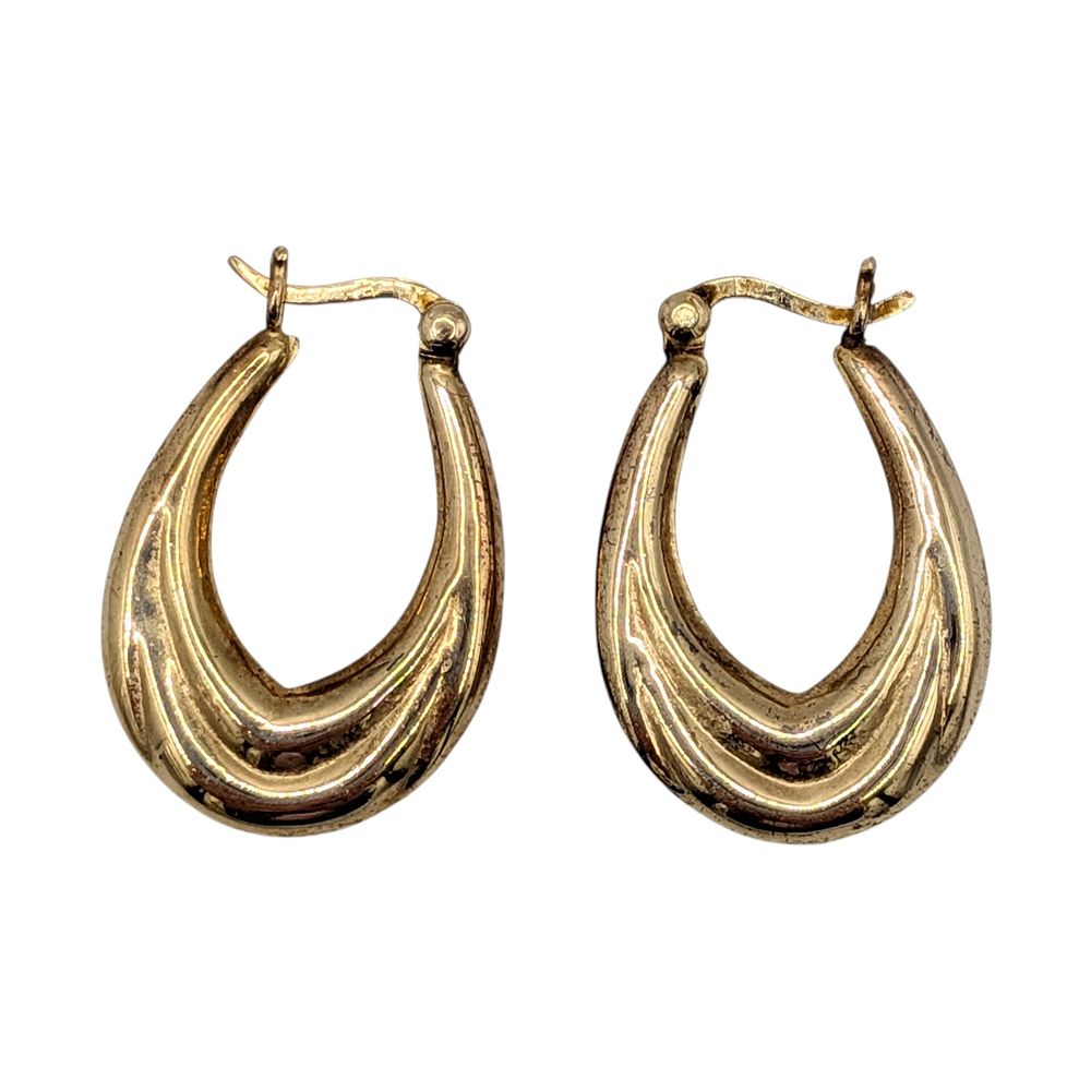 Lot 426: Gold Over Sterling Silver Elongated Hoop Earrings