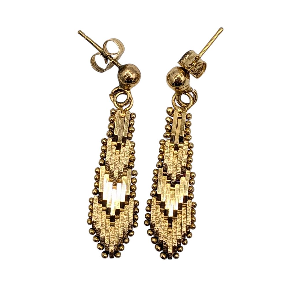 Lot 428: Gold Over Sterling Articulated Chevron Dangle Stud Earrings