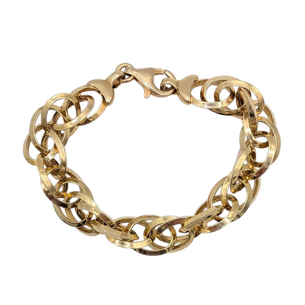 Lot 430: Signed Italian Gold Over Sterling Silver Twisted Double Link Bracelet