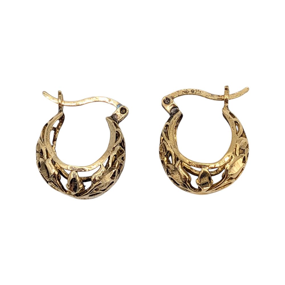 Lot 434: Signed Gold Over Sterling Silver Open Cut Hoop Earrings