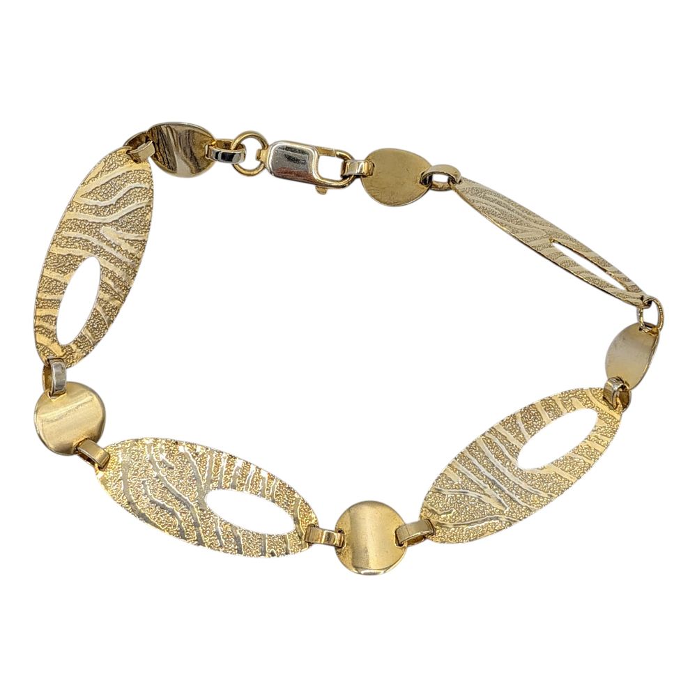 Lot 440: Gold Over Silver Textured Sectional Single Clasp Bracelet