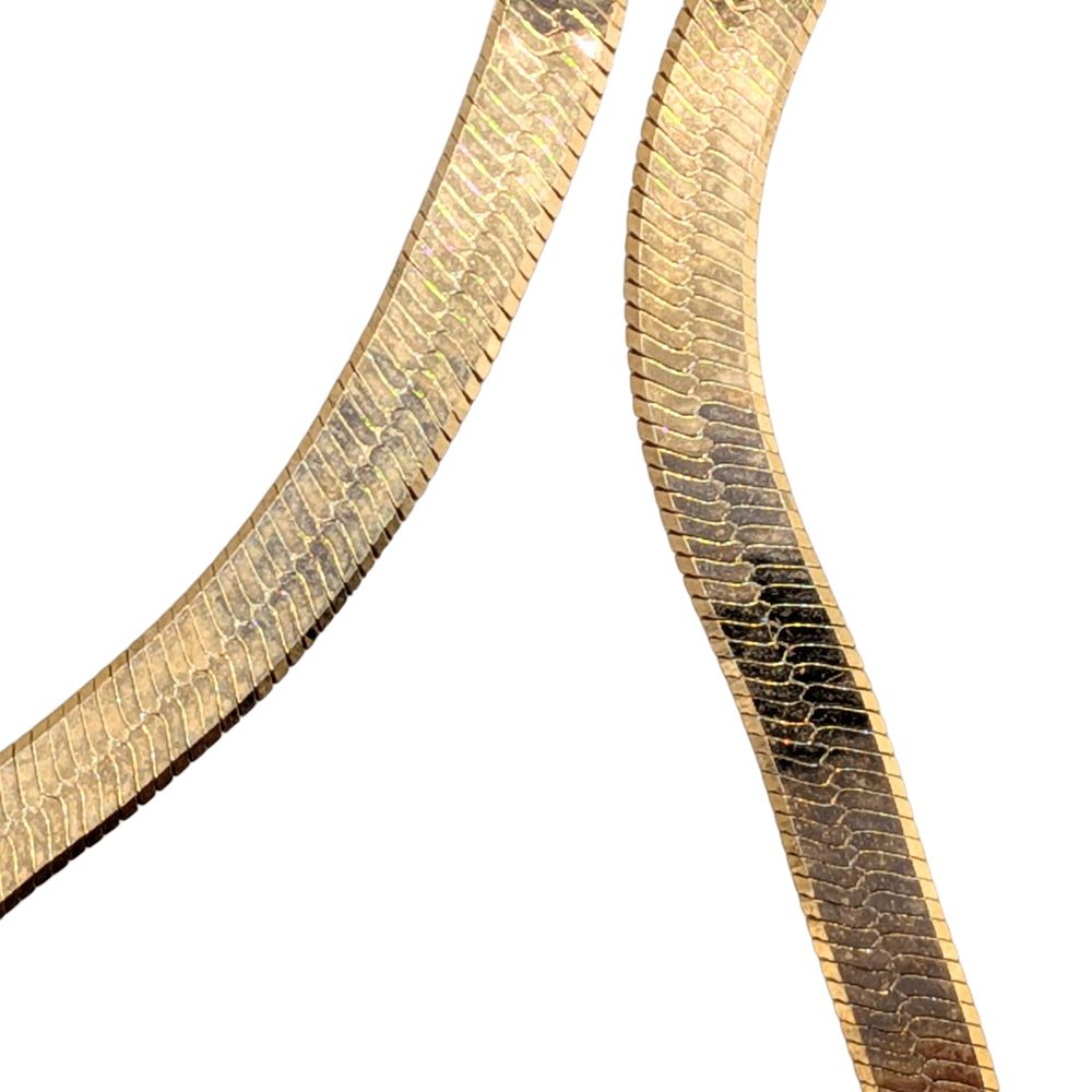 Lot 441: Signed Italian Gold Over Silver Herringbone Chain Bracelet