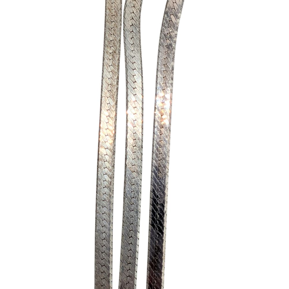 Lot 450: Signed Italian Sterling Silver Herringbone Chain Necklace