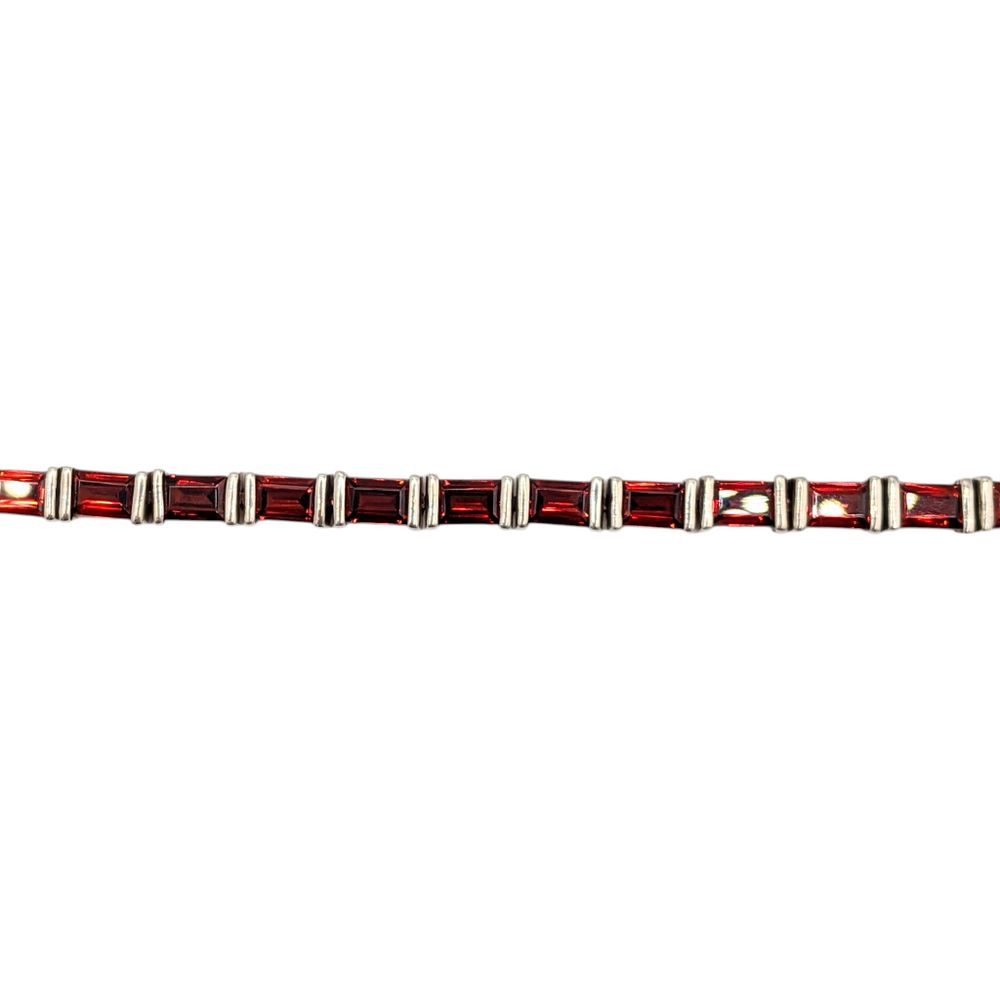 Lot 530: Signed Sterling Silver Garnet Tennis Bracelet