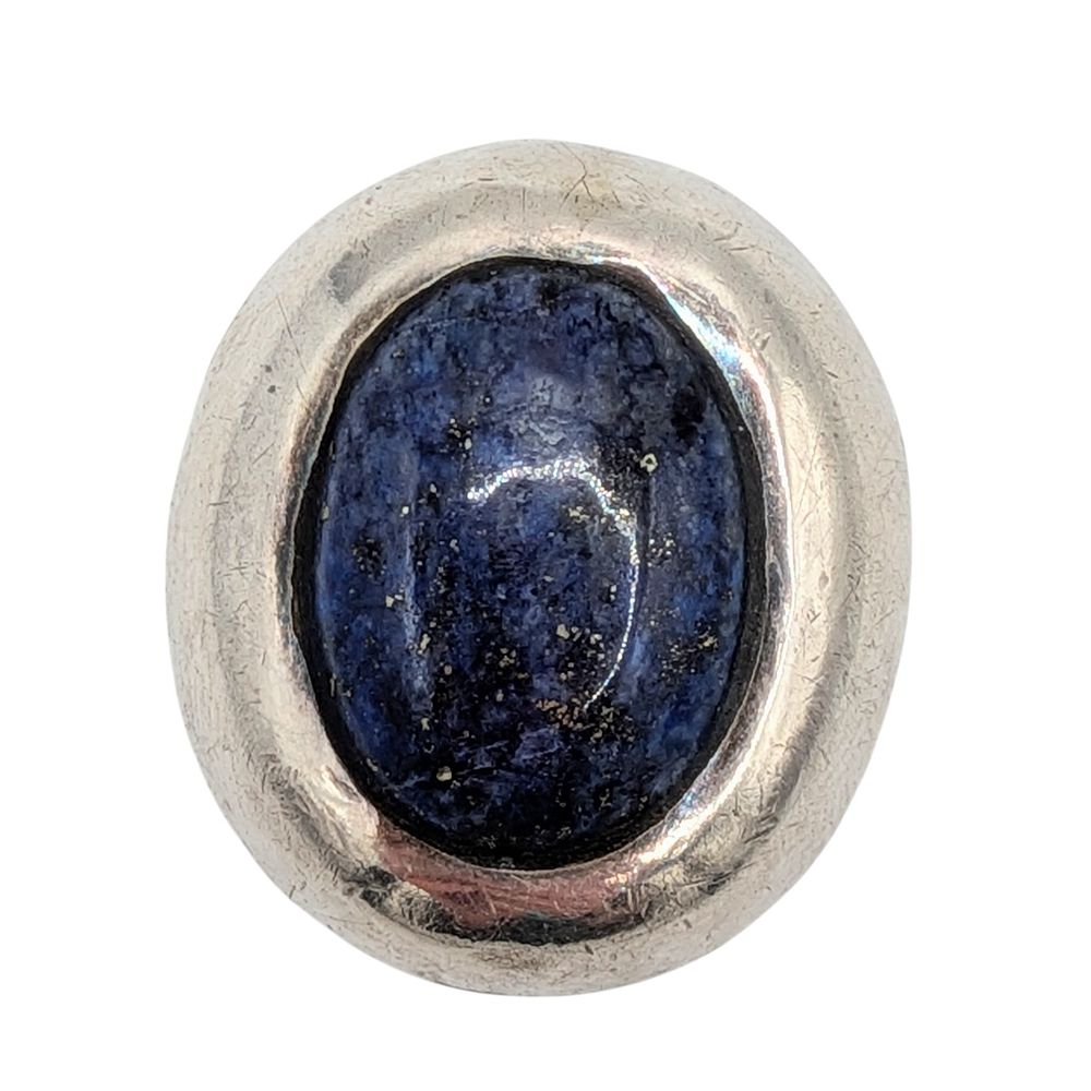 Lot 547: Sterling Silver Lapis Hollow Form Oval Ring