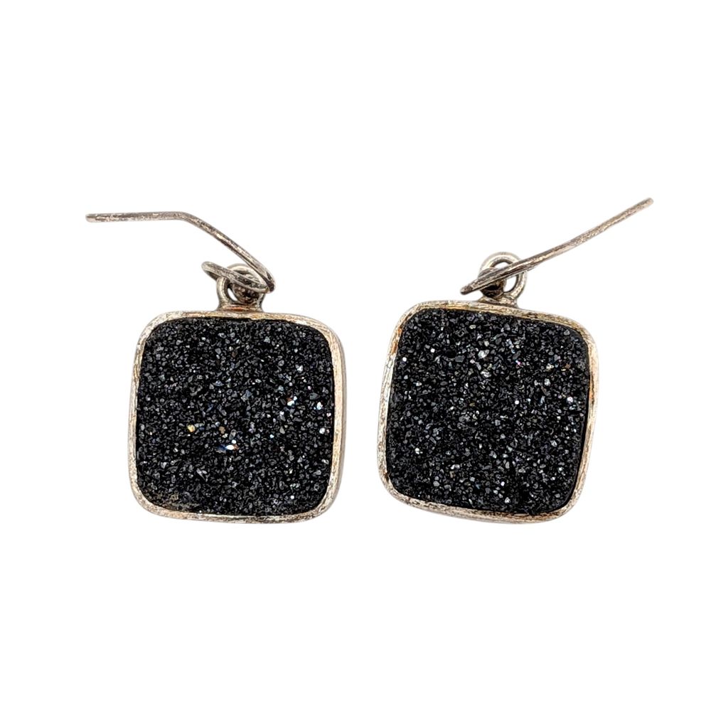 Lot 583: Sterling Silver Druzy Quartz Dangle Earrings