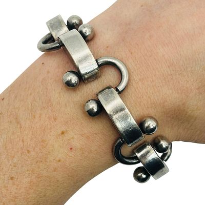 Hector Aguilar Taxco Sterling Mid Century Bracelet. Hector Aguilar Taxco Sterling mid century 