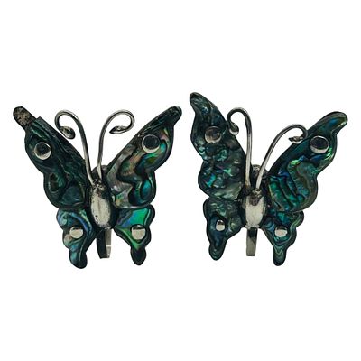 Quinto Taxco Sterling A Line Screw Back Butterfly Earrings. Quinto Taxco Sterling a line screw 