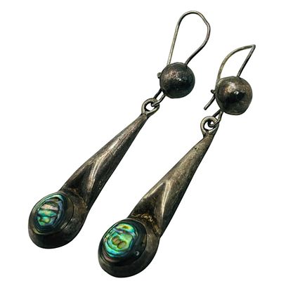 SFC Taxco Sterling Abalone Hook Back Earrings. SFC Taxco Sterling abalone hook back earrings. 2.80g