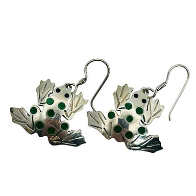 TR-148 Taxco Sterling Frog Hook Back Earrings. TR-148 Taxco Sterling frog hook back earrings. 9.80g