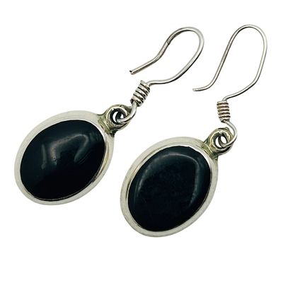 Tv-102 Taxco Sterling Stone Oval Hook Back Earrings. Tv-102 Taxco Sterling stone oval hook back 