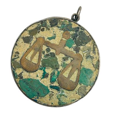 Vintage Mexico 950 Silver Round Zodiac Pendant. Vintage Mexico 950 silver round zodiac pendant. 