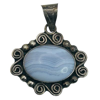 CII Mexico Sterling Lace Agate Decorative Pendant. CII Mexico Sterling lace agate decorative 
