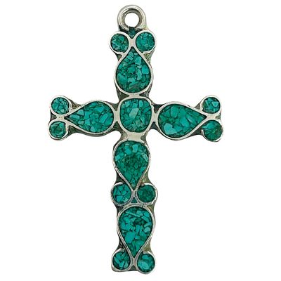 Mexico Sterling Turquoise Cross Pendant. Mexico Sterling turquoise cross pendant. 1.50g