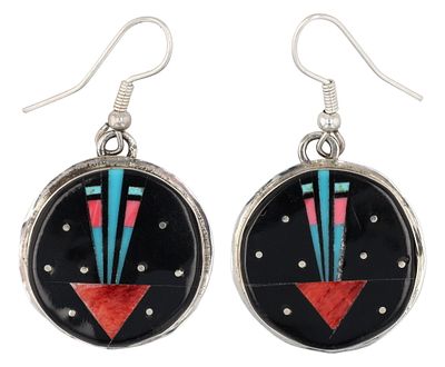 Gilbert Smith Navajo Sterling Multi-Stone Night Sky Earrings. Gilbert Smith Navajo Sterling 