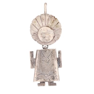Wil Vandover Navajo Plain Silver Sunface Pendant. Wil Vandover Navajo Plain Sterling Silver 
