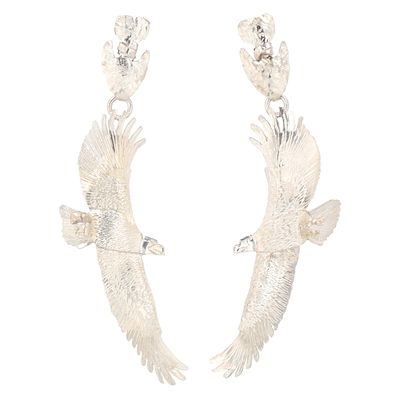 Will Arviso Navajo Plain Silver Eagle Stud Dangle Earrings. Will Arviso Navajo Plain Sterling 
