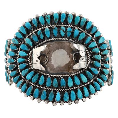 Wilbert Benally Navajo Sterling Turquoise Watch Cuff Bracelet 73.5g