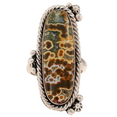 Francis Fred Navajo Sterling Leopard Jasper Ring Sz 11.5, 16g